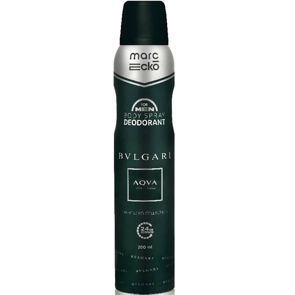 اسپری خوشبو کننده بدن بولگاری آکوا مردانه مارک اکو دئودورانت 24 ساعته 200 میل | marc ecko Body Spray Deodorant BVLGARI AQVA for men 200ml